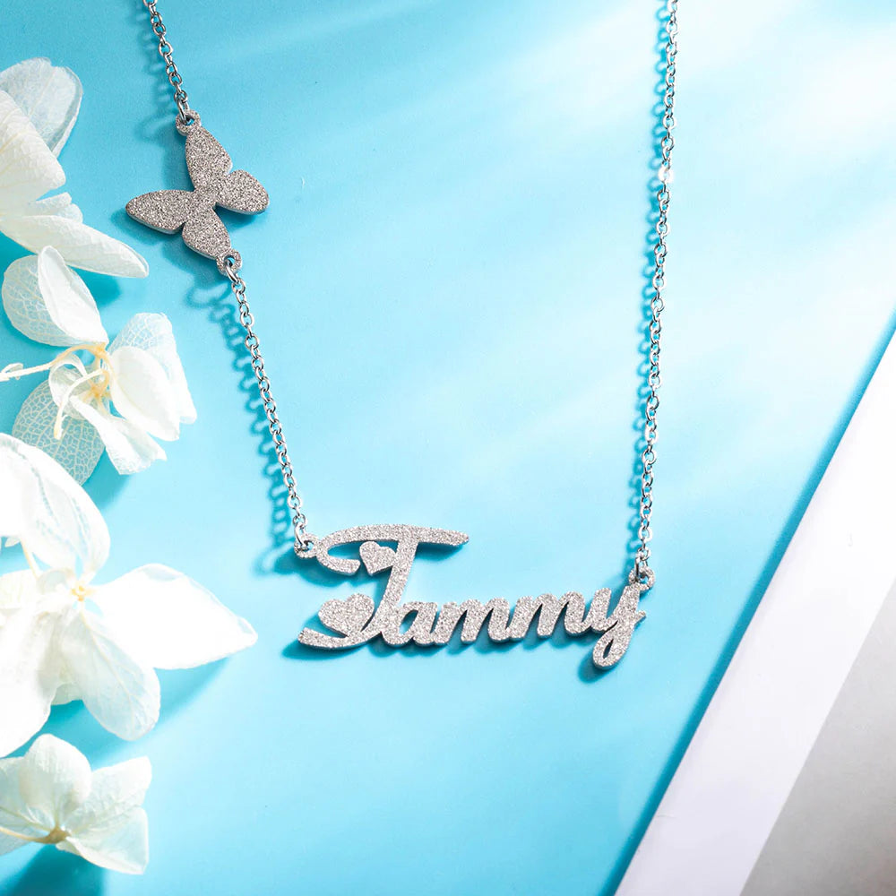 Personalized Butterfly Name Necklace