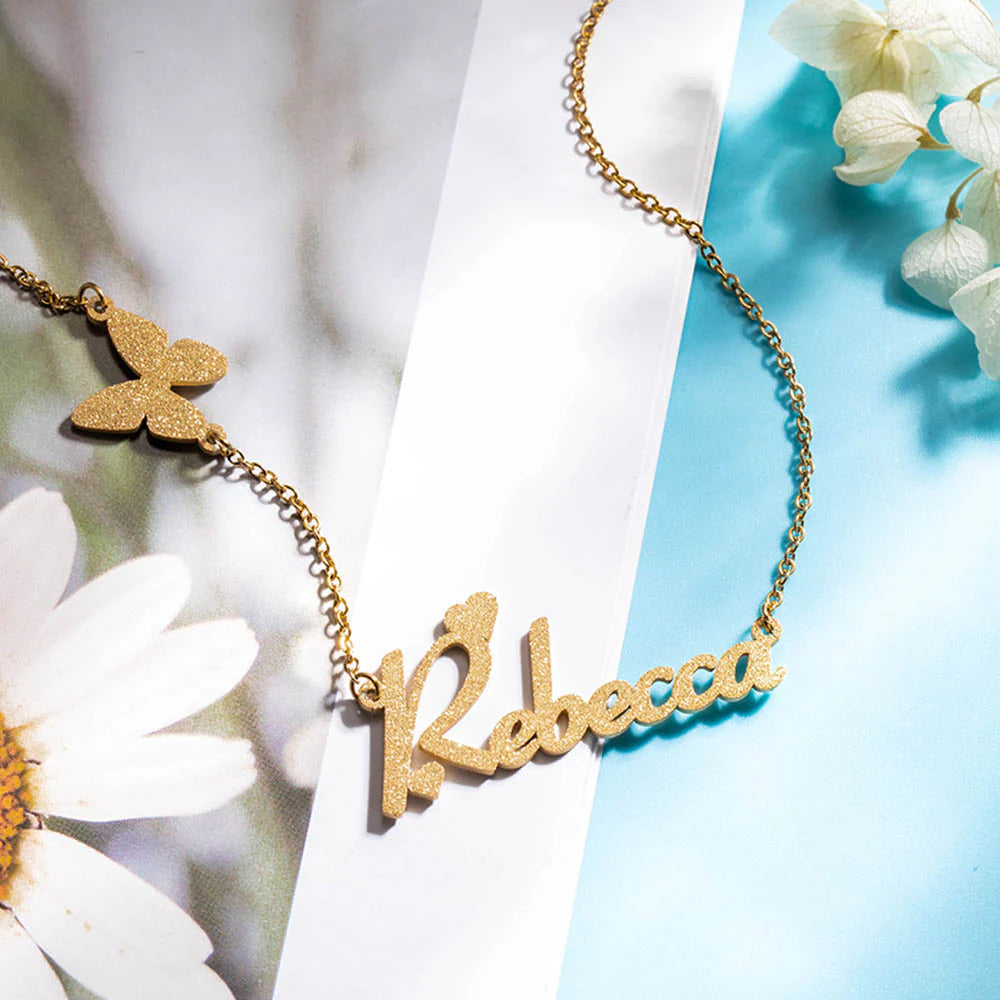 Personalized Butterfly Name Necklace