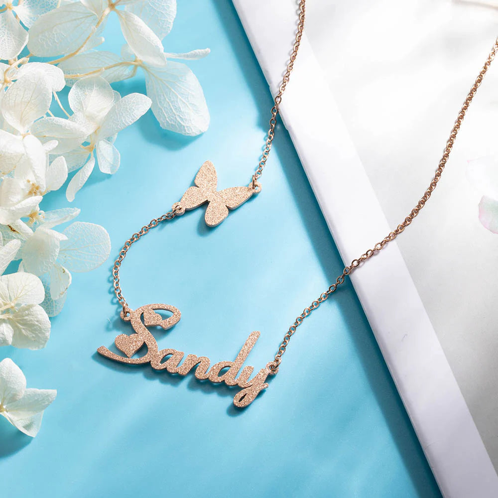 Personalized Butterfly Name Necklace