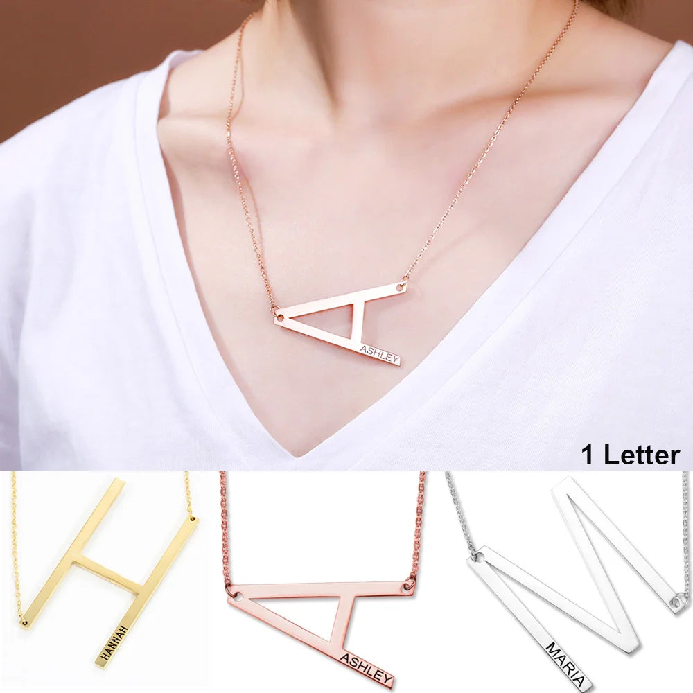 Customized Sideways Initial Necklace-CustomLove
