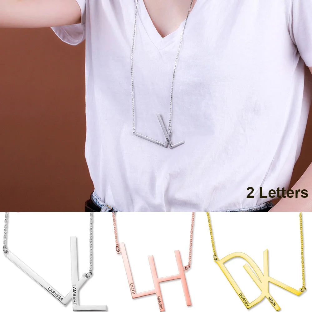 Customized Sideways Initial Necklace-CustomLove