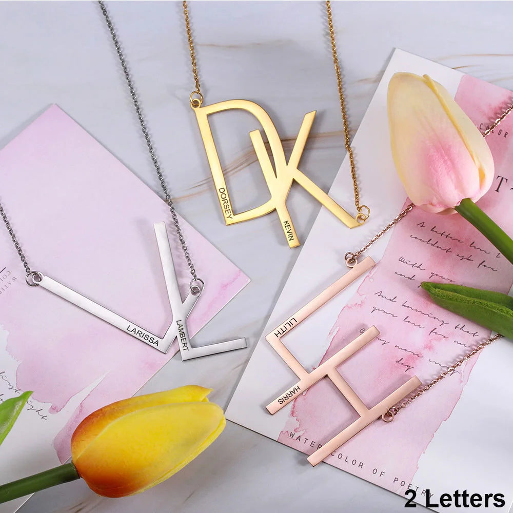 Customized Sideways Initial Necklace-CustomLove