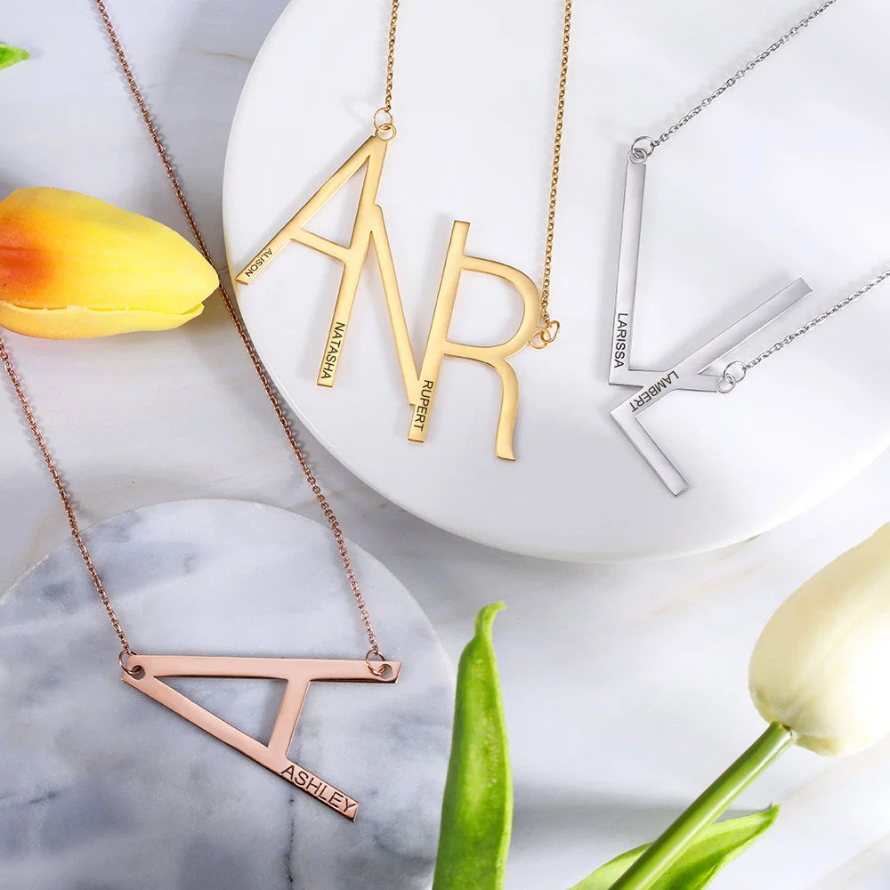 Customized Sideways Initial Necklace-CustomLove