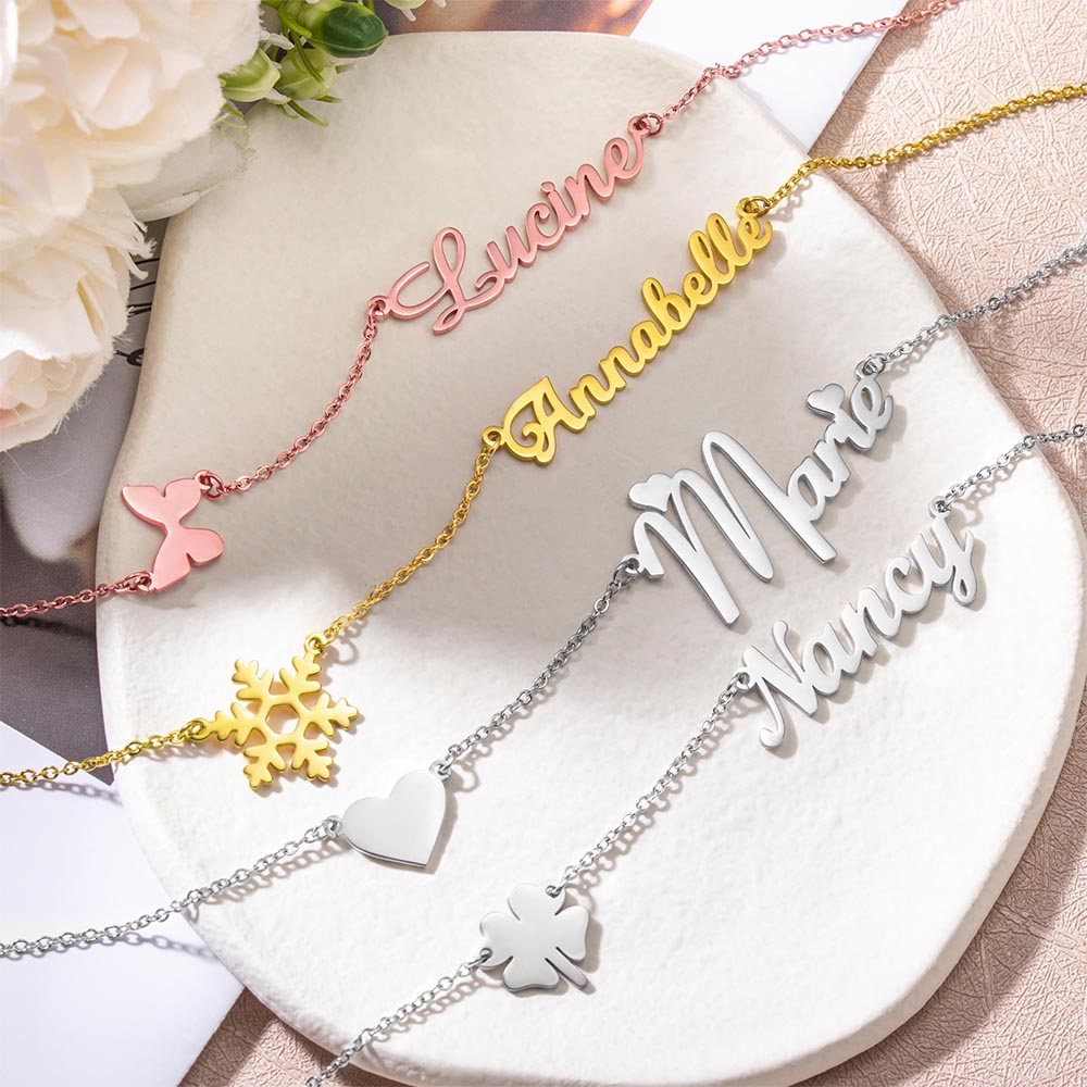 Custom Icon in 4 Styles Necklace with Name