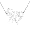 Personalized Heart Rose Name Necklace