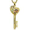 MOM Heart Cage Key Necklace With Birthstones
