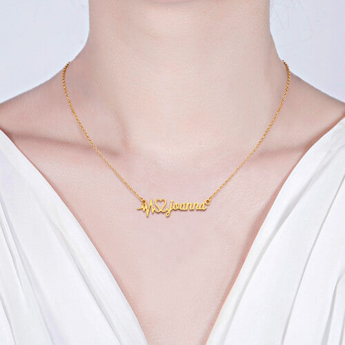 Personalized Heartbeat Name Necklace