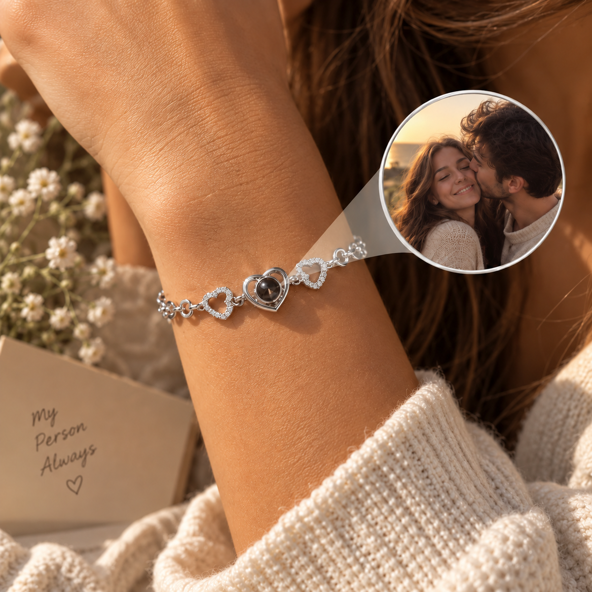Personalized Hearts Photo Bracelet