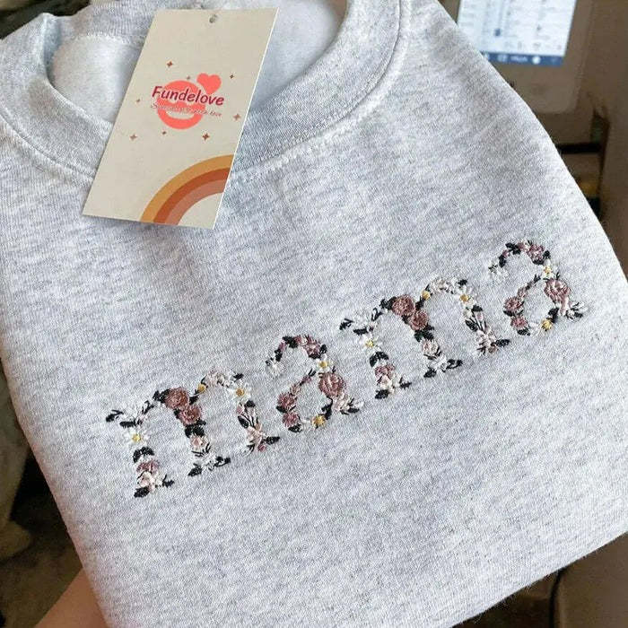 Custom Embroidered Mama/Grandma Floral Sweatshirt/Hoodie/T-shirt