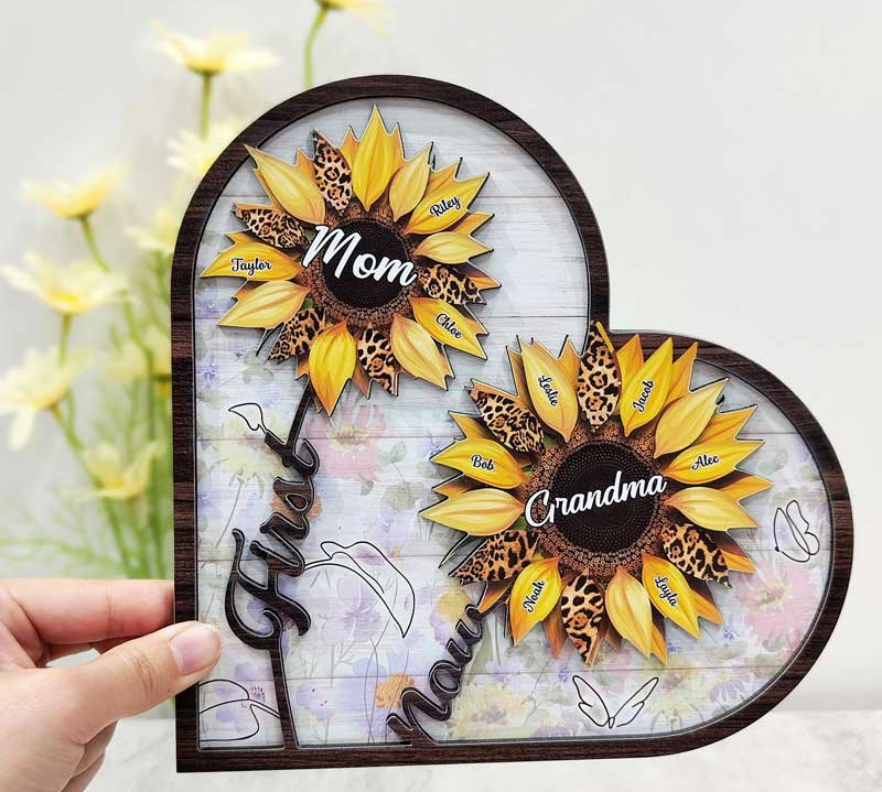 Personalized 2-Layered Wooden Plaque With Stand - Gift For Mothers, Grandmas, Aunties