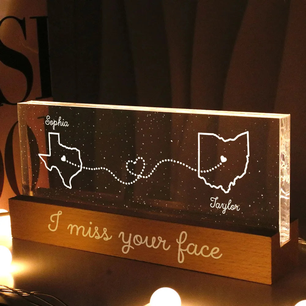 Personalized LED Night Light - I Miss Your Face Long Distance Relationship