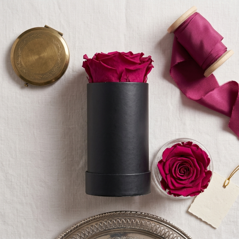 Single Rose Black Box with Infinity Rose Gift Set