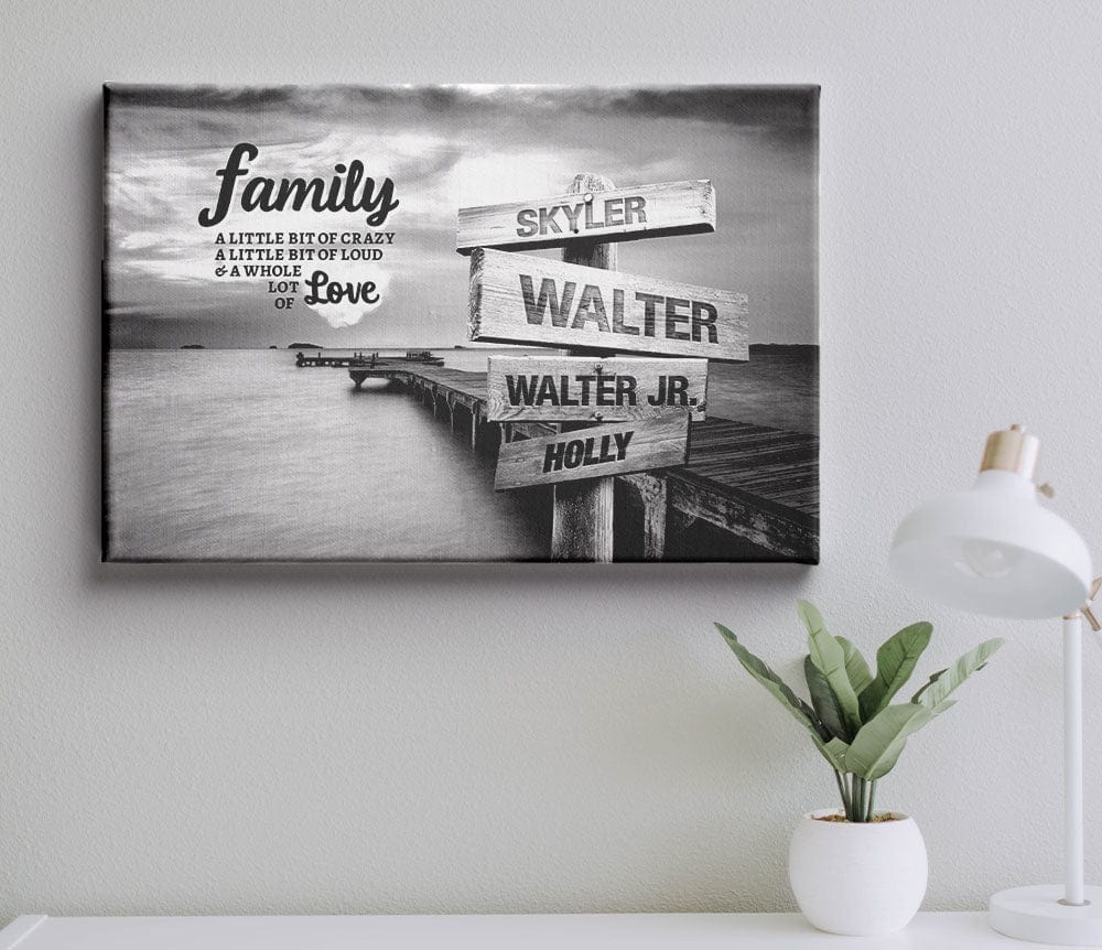 Ocean Dock Family Multi-Names Premium Canvas