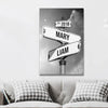 Personalized Canvas "Date of Love Vintage Street Sign"