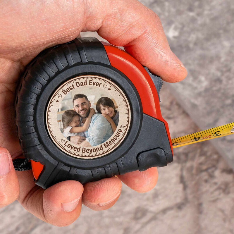 "Best Dad Ever" Personalized Tape Measure with Photo Added for Dad