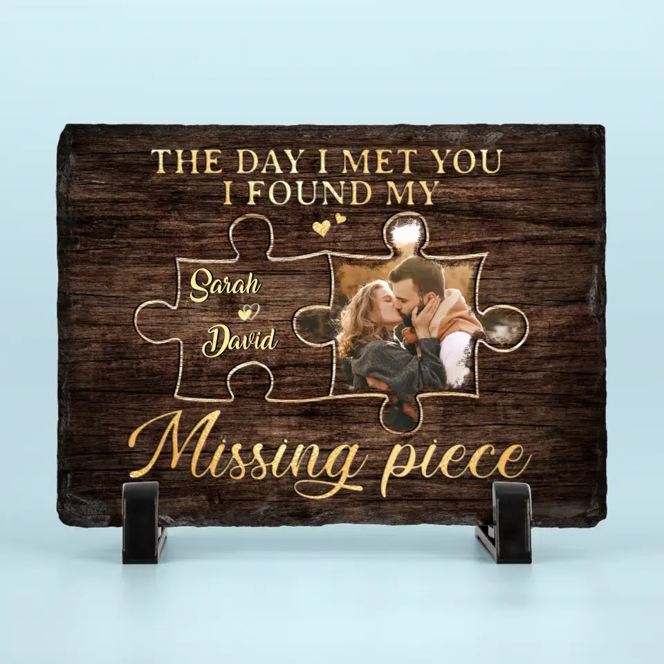 Personalized Custom Rectangle Shaped Stone With Stand - I Found My Missing Piece