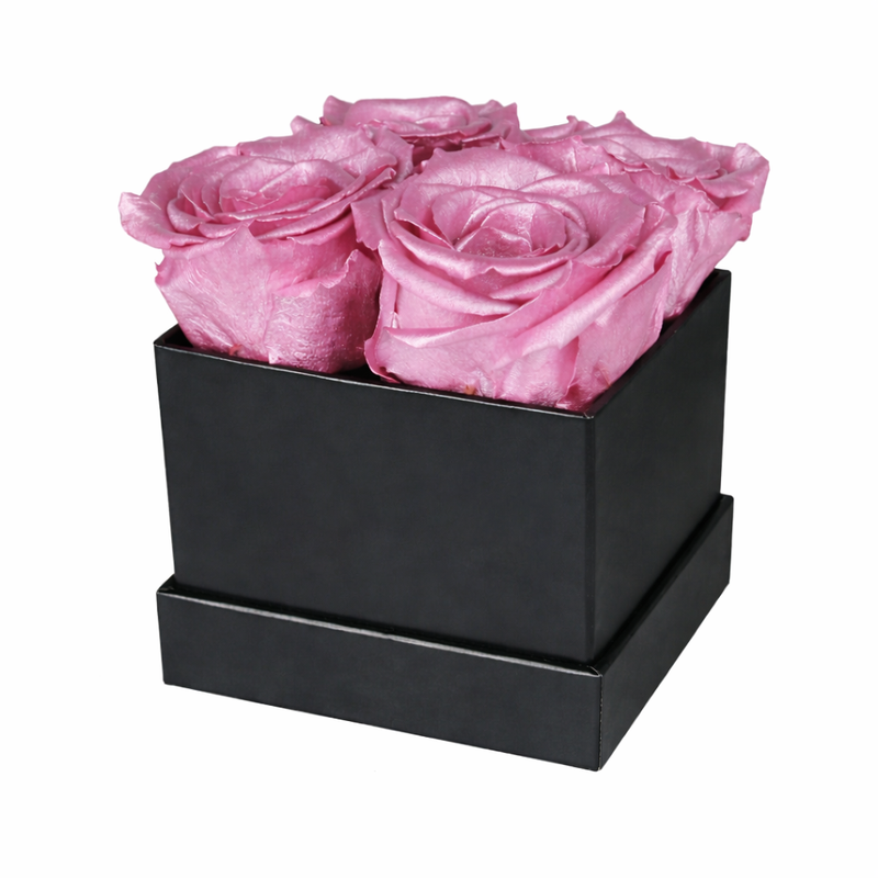 4 Rose Black Box with Infinity Roses Luxury Gift