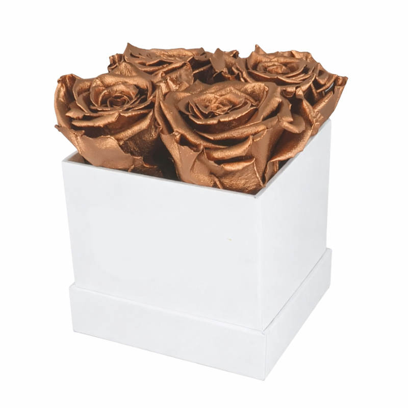 4 Rose White Box with Infinity Roses Luxury Gift
