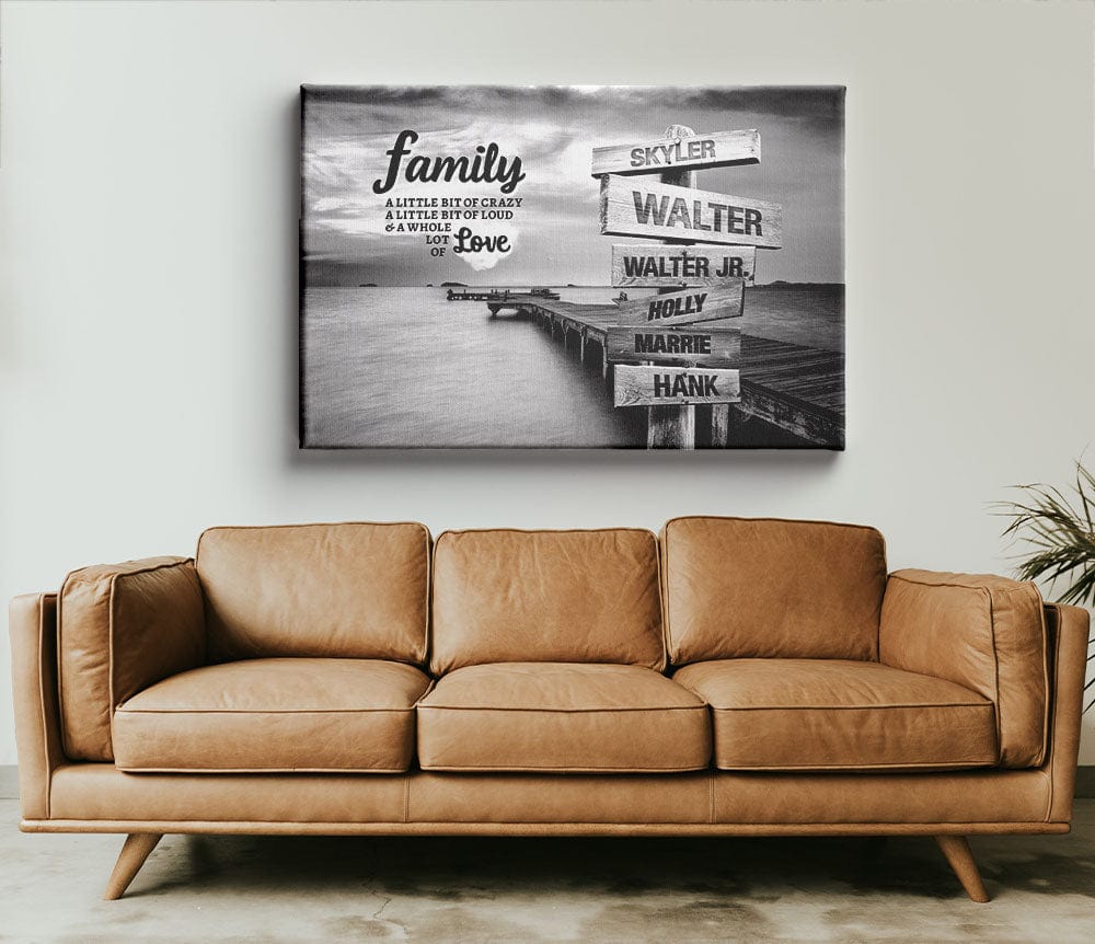 Ocean Dock Family Multi-Names Premium Canvas