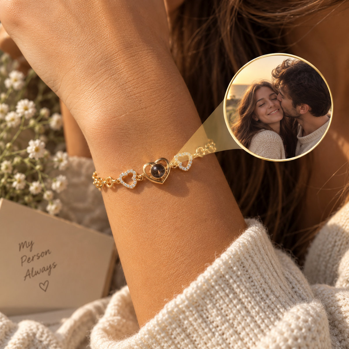 Personalized Hearts Photo Bracelet
