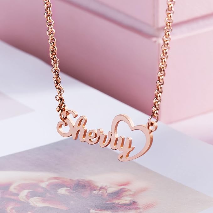 Personalized Name Necklace with Heart