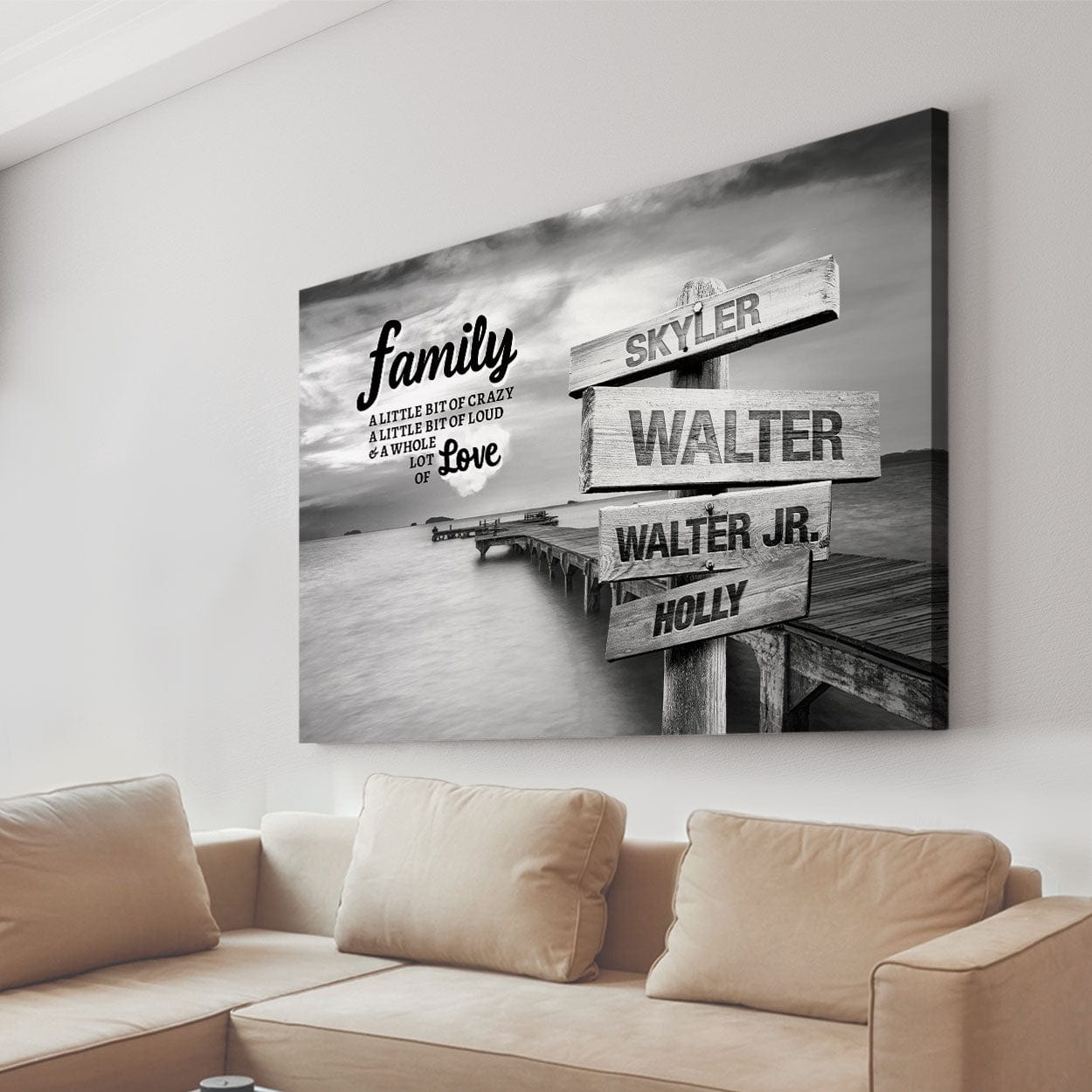 Ocean Dock Family Multi-Names Premium Canvas