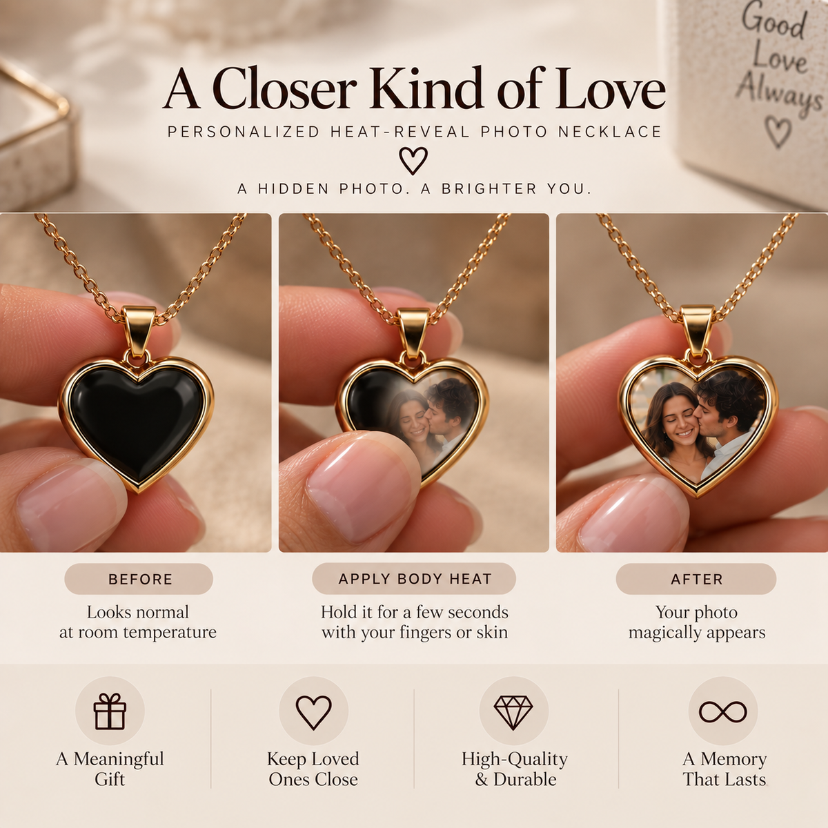 Personalized Heat-Reveal Photo Necklace