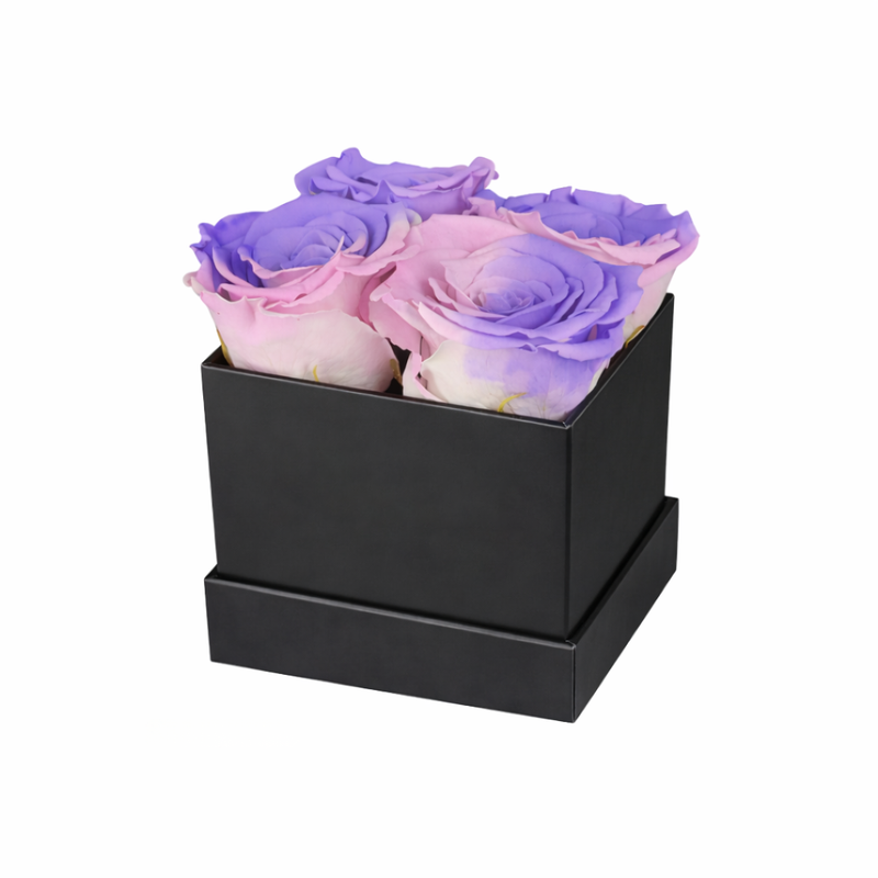 4 Rose Black Box with Infinity Roses Luxury Gift