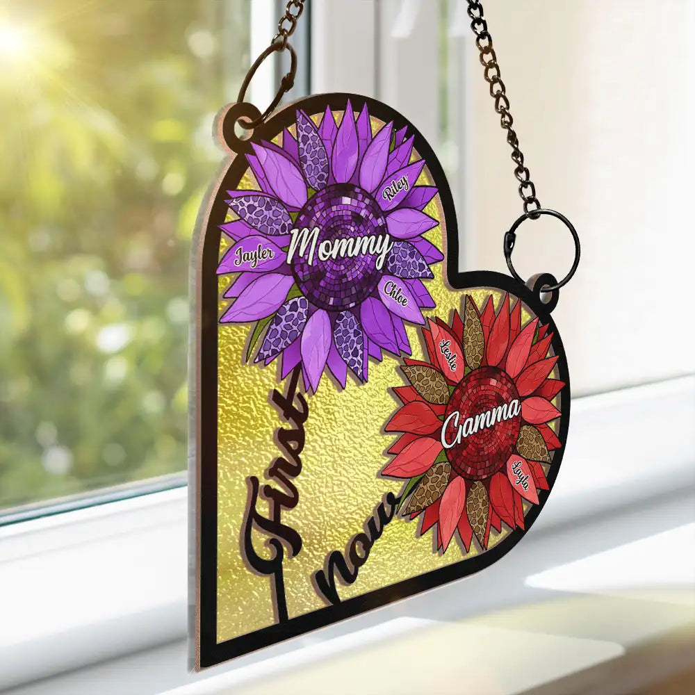 Personalized Hanging Suncatcher Ornament - First Mom Now Grandma