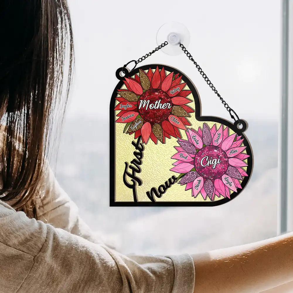 Personalized Hanging Suncatcher Ornament - First Mom Now Grandma