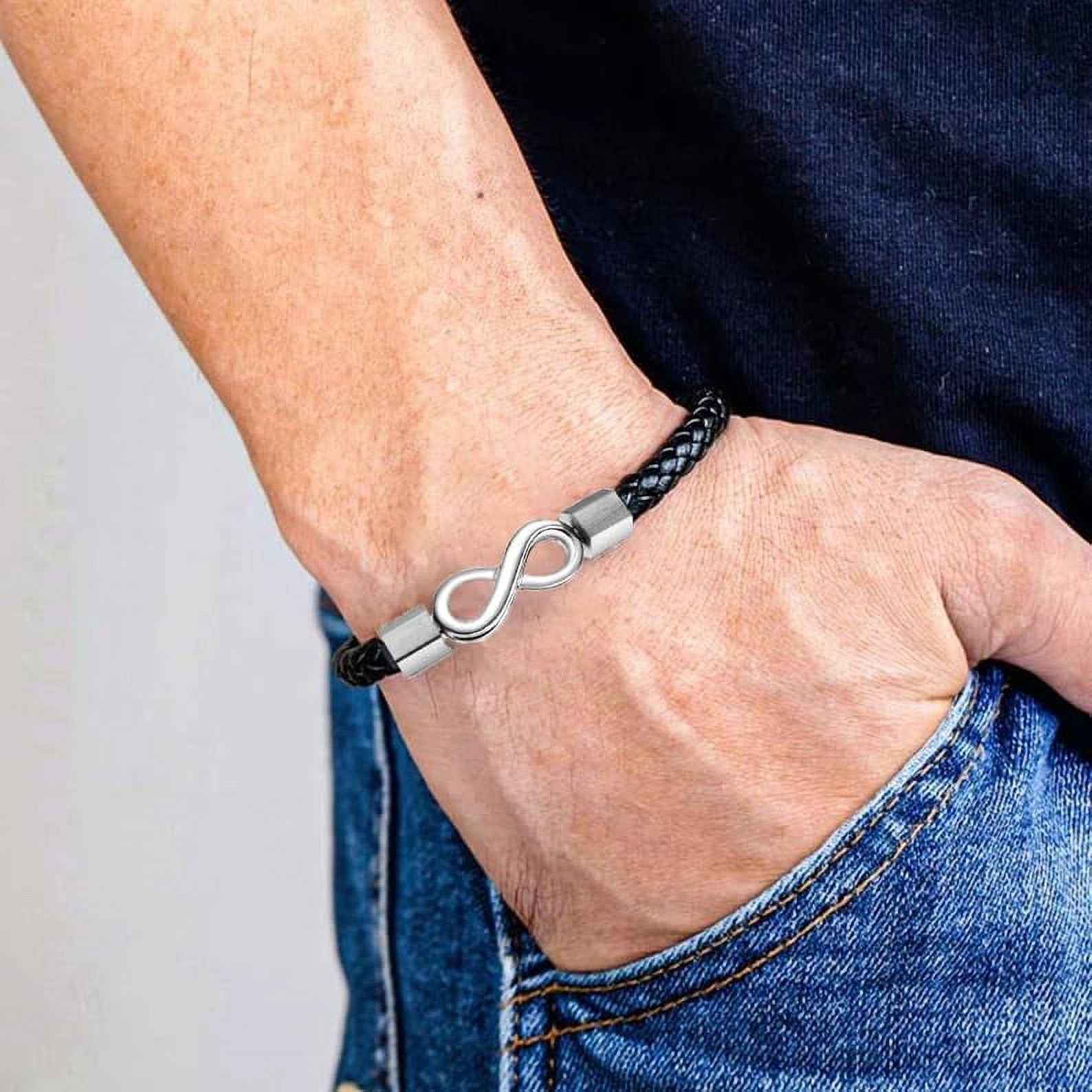 Personalized Infinity Leather Bracelet for Men – CustomLove