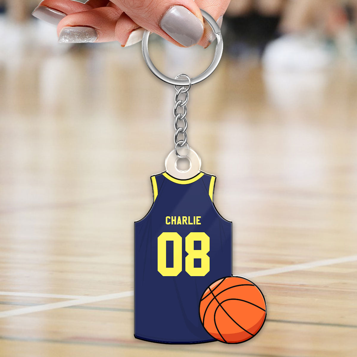 Personalized Acrylic Keychain - Basketball Jersey