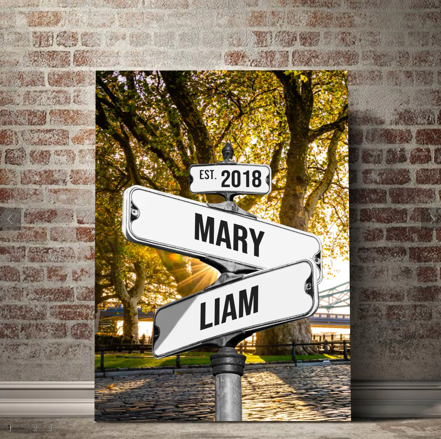 Personalized Canvas "Date of Love Vintage Street Sign"