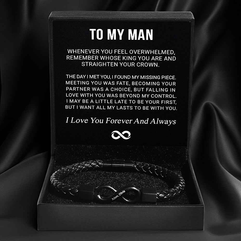 Personalized Infinity Leather Bracelet for Men – CustomLove