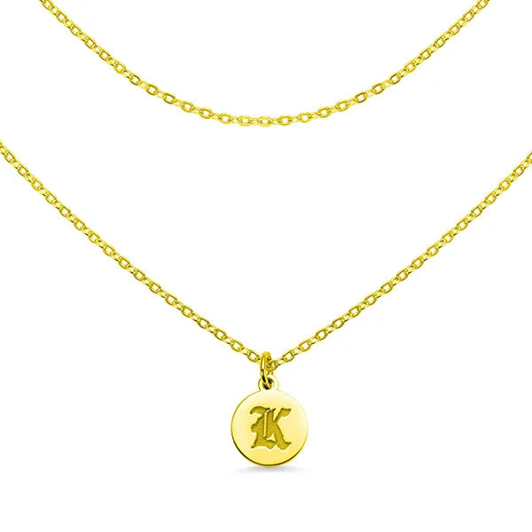 Personalized Gothic Letters Engraved Disc Choker Necklace
