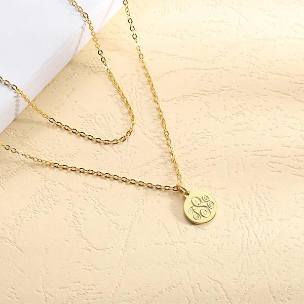 Personalized Gothic Letters Engraved Disc Choker Necklace
