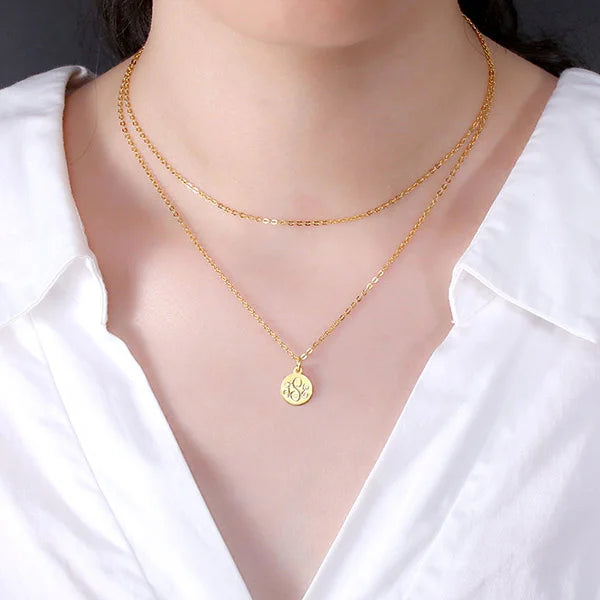 Personalized Gothic Letters Engraved Disc Choker Necklace