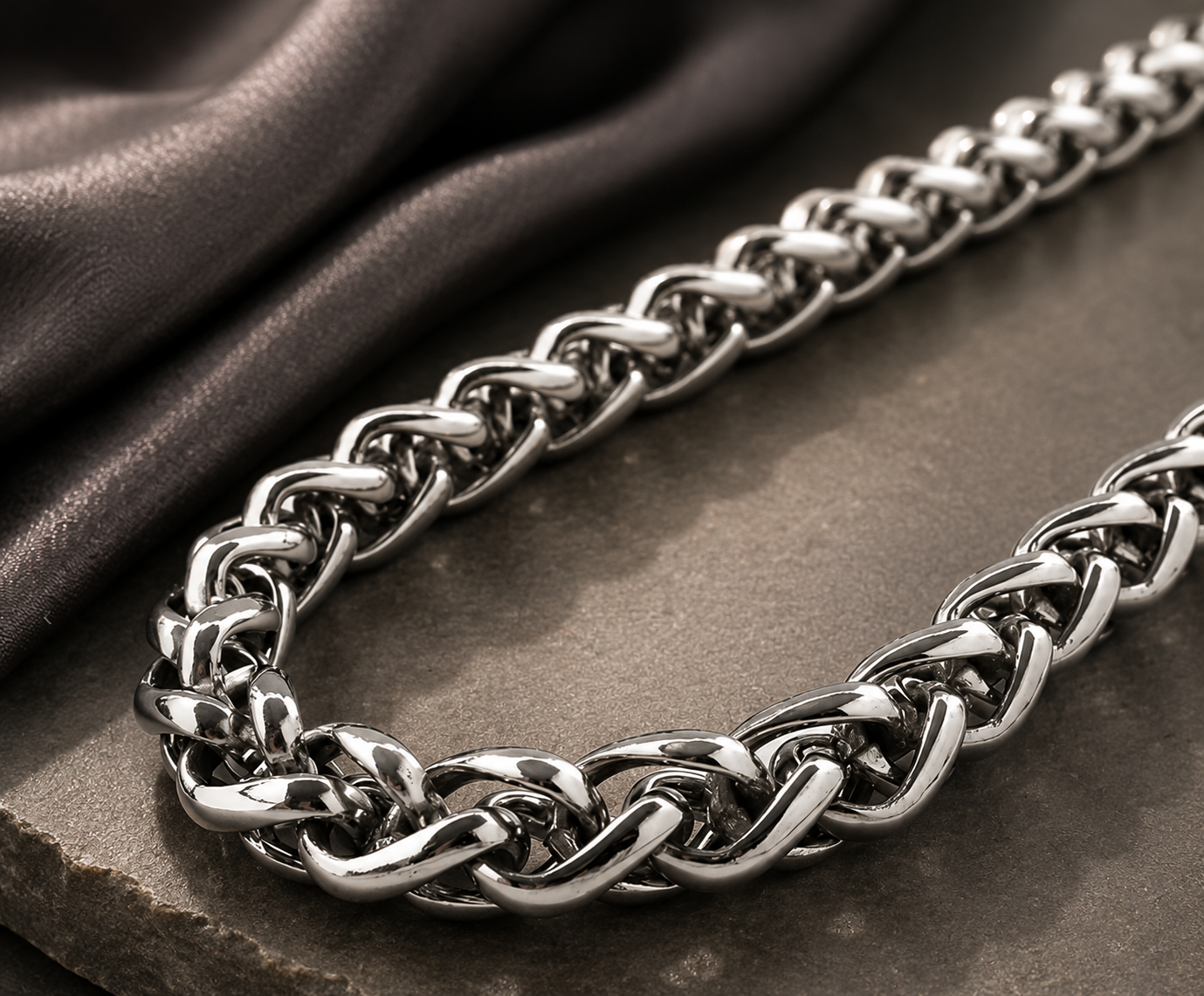 Stainless Steel Braided Wheat Chain Necklace for Men - CustomLove
