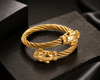 Gold Plated Beast Head Stainless Steel Cable Bracelet for Men - CustomLove