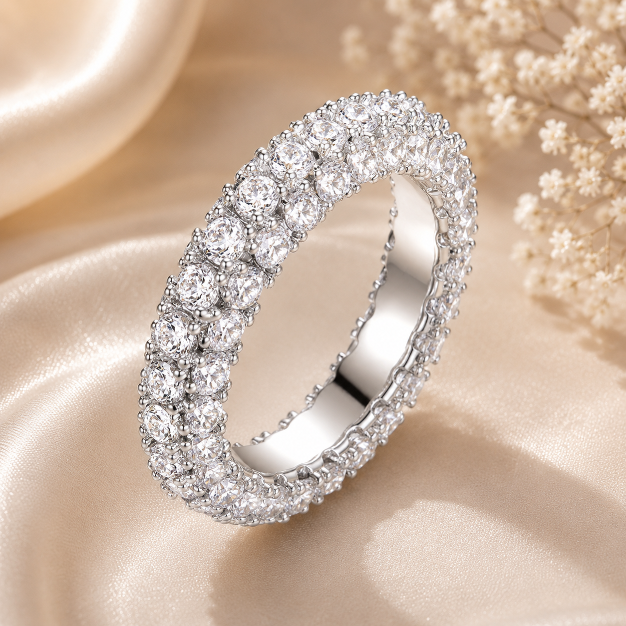 Women's Multi Row Pavé Cubic Zirconia Ring - CustomLove