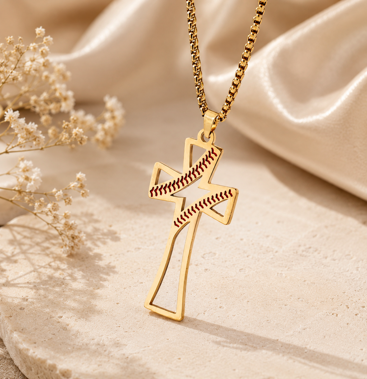 Stainless Steel Baseball Cross Pendant Necklace for Men – Hip Hop Streetwear Jewelry - CustomLove