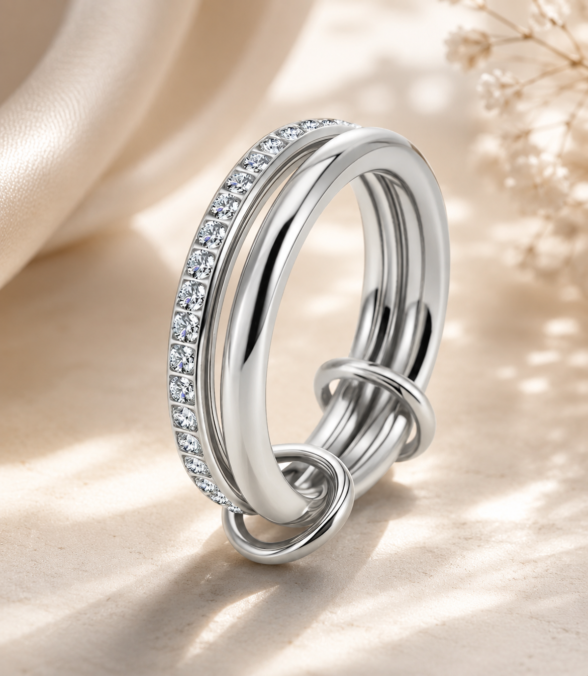 Pavé Rhinestone Multi-Row Ring for Women - CustomLove