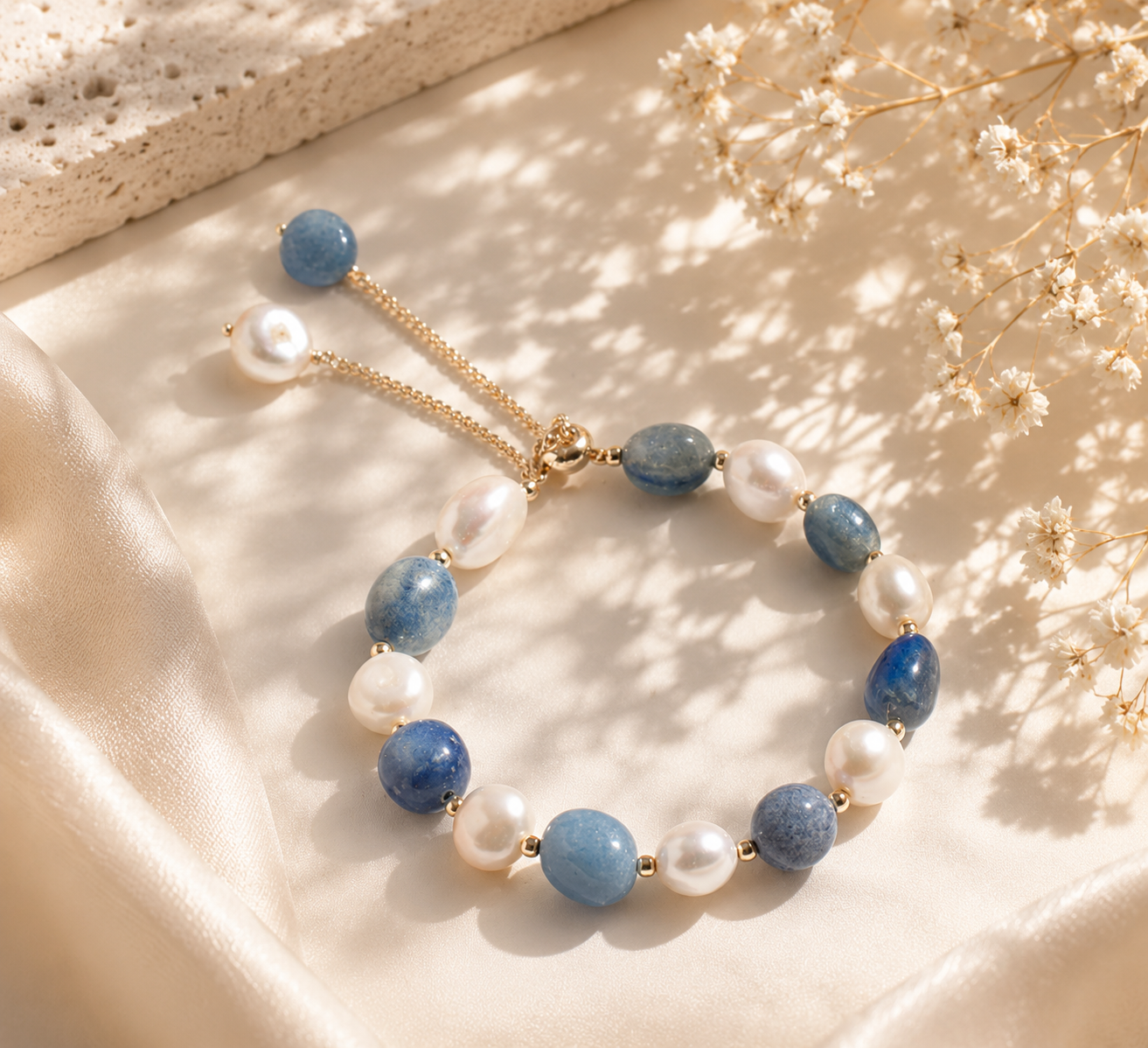 Freshwater Pearl & Natural Stone Beaded Bracelet for Women - CustomLove