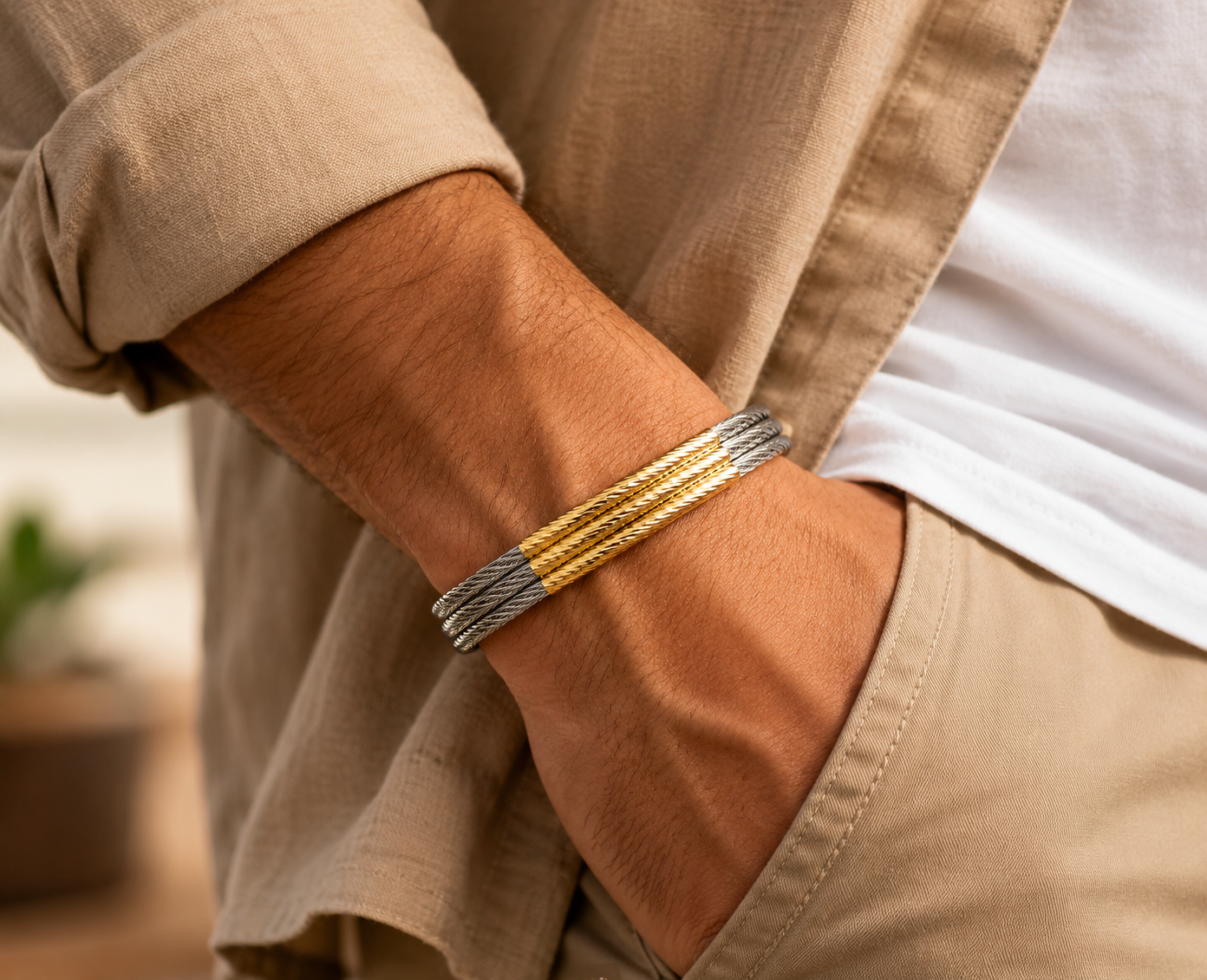 Men's Stainless Steel Cable Bracelet