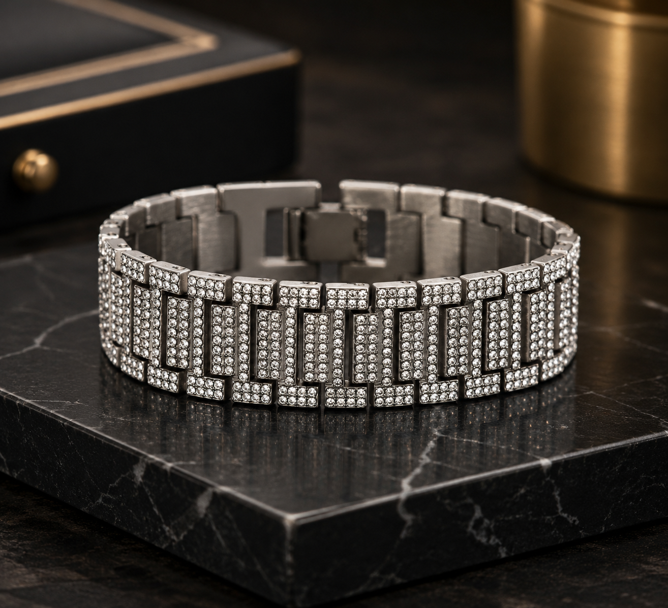Men's Hip Hop Rhinestone Bracelet - CustomLove