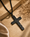 Men's Retro Stainless Steel Cross Pendant Necklace with Pebble Texture - CustomLove