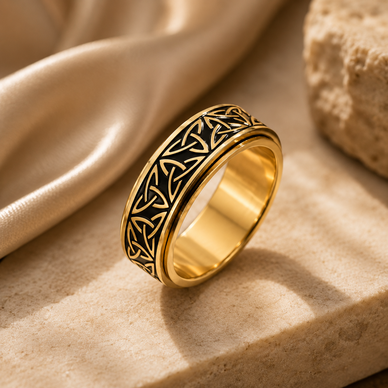 Titanium Steel Celtic Knot Spinner Ring for Men - CustomLove