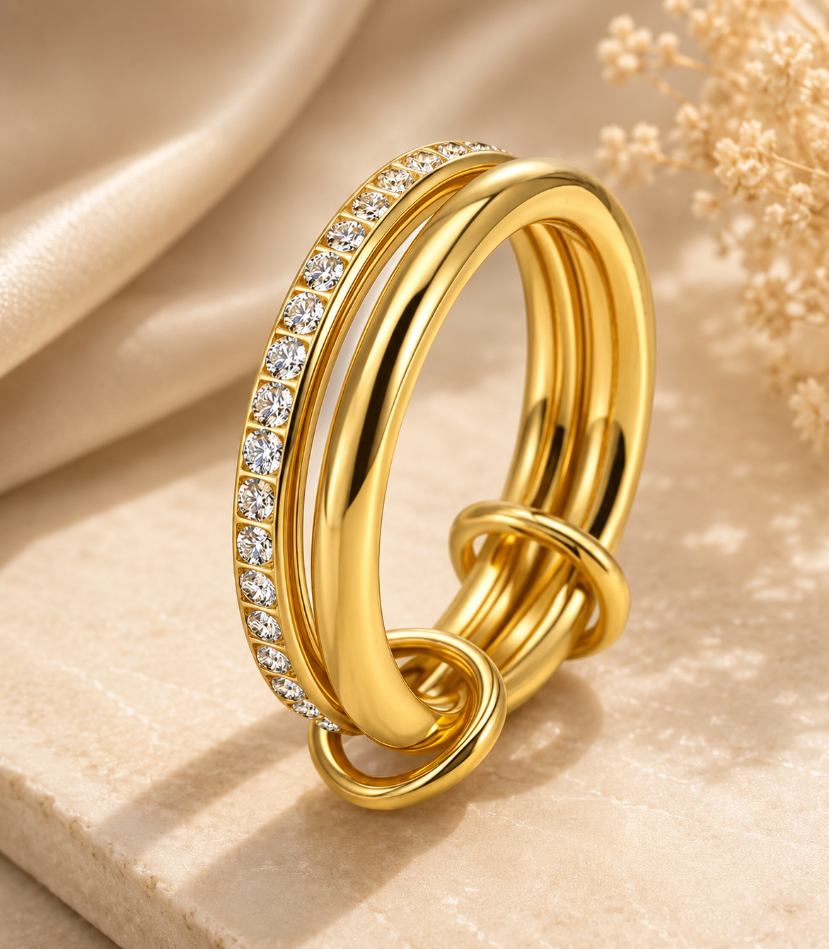 Pavé Rhinestone Multi-Row Ring for Women - CustomLove