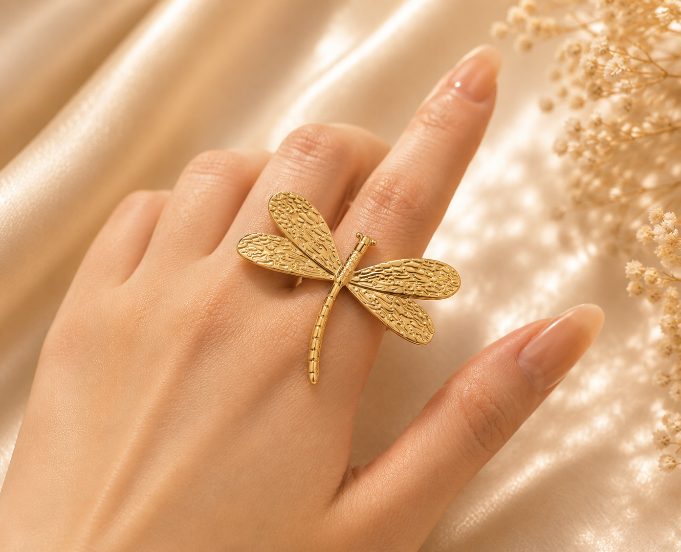 Oversized Gold Plated Boho Statement Ring for Women - CustomLove