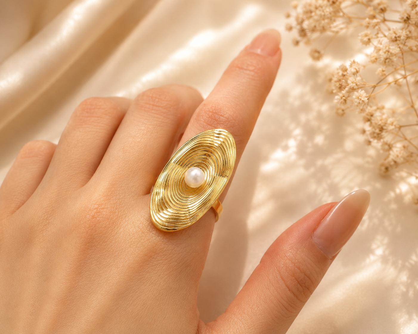 Oversized Gold Plated Boho Statement Ring for Women - CustomLove